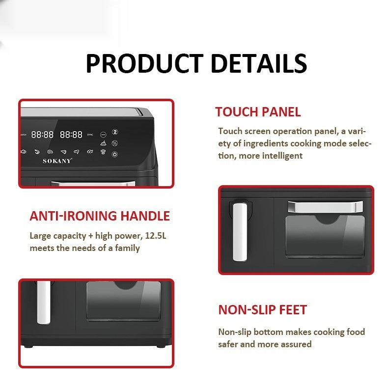 SOKANY AIR FRYER -12.5L - Double Pot